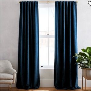 West Elm Deep Blue Velvet Drapes